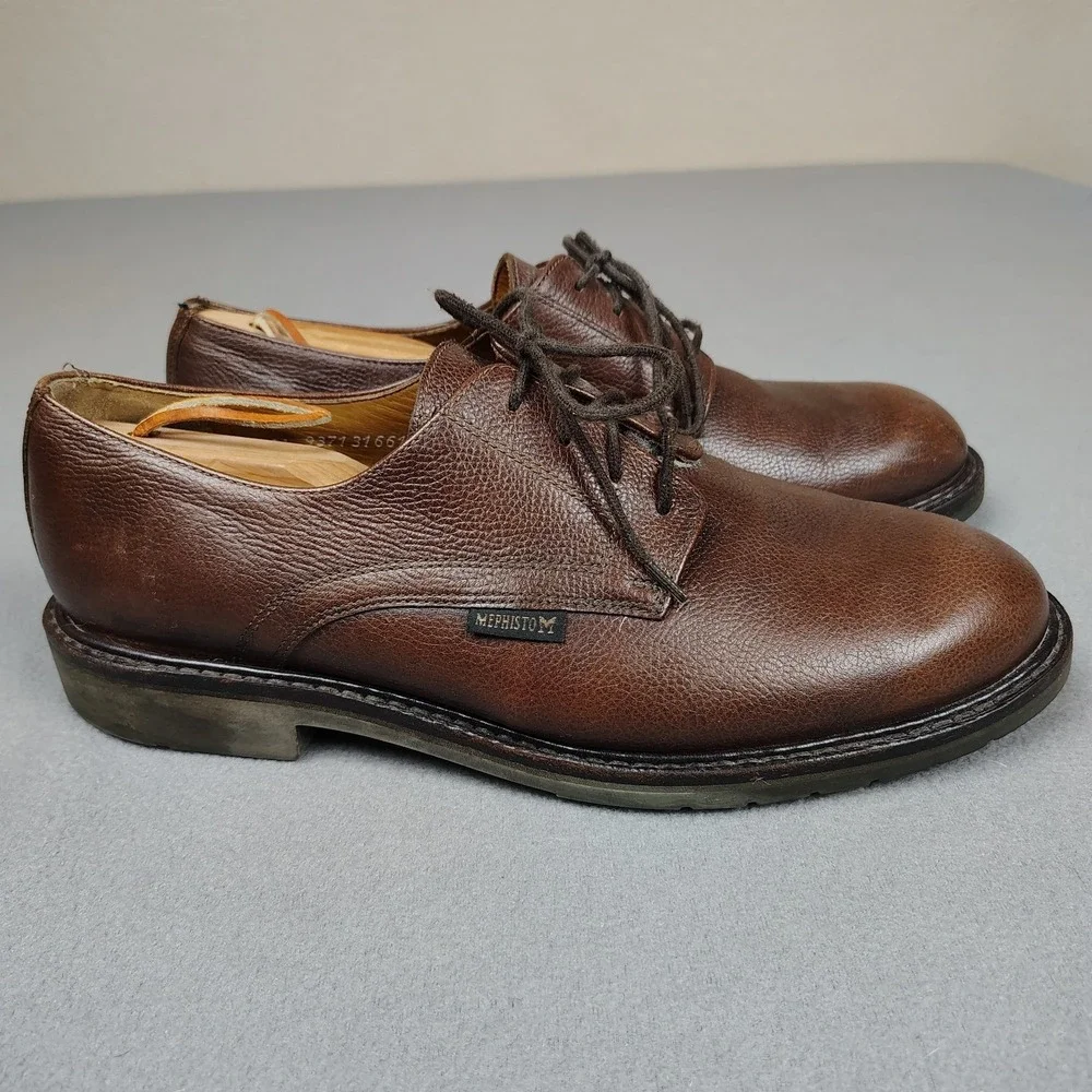 Mephisto Marlon Oxford Shoes Men 10 Pebble Chestnut Leather Goodyear Welt Derby